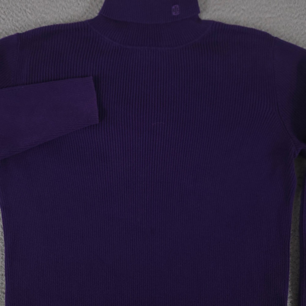 Lauren Ralph Lauren Sweater Womens 2X Purple Ribbed Knit Cotton Turtleneck